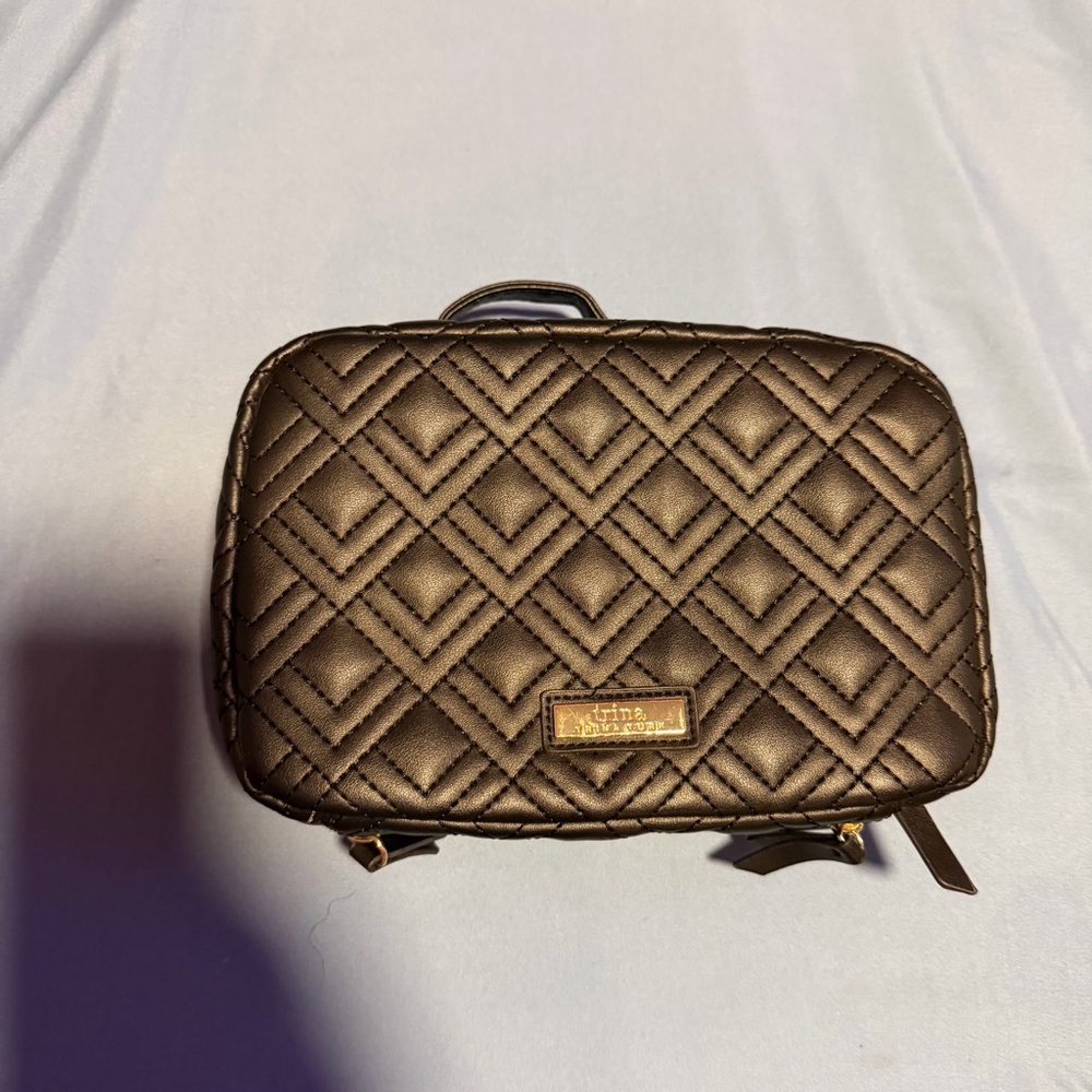 Chic Quilted Black Makeup Bag